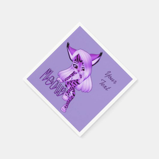 Serviette En Papier Cuisine violette Meow Tiger Chat serviettes (Coin)