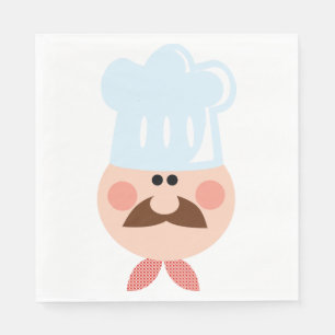Serviette En Papier Cuisinier Italien avec Moustache et Chapeau