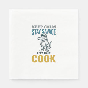 Serviette En Papier Cuisinier Sauvage Alligator Gravure Vintage Graphi