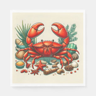 Serviette En Papier Cuisson du Crabe Rouge