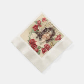 Serviette En Papier Cuite victorienne aux roses rouges (Coin)