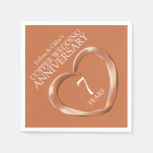 Serviette En Papier Cuivre 7e anniversaire Mariage noms de coeur servi (Devant)