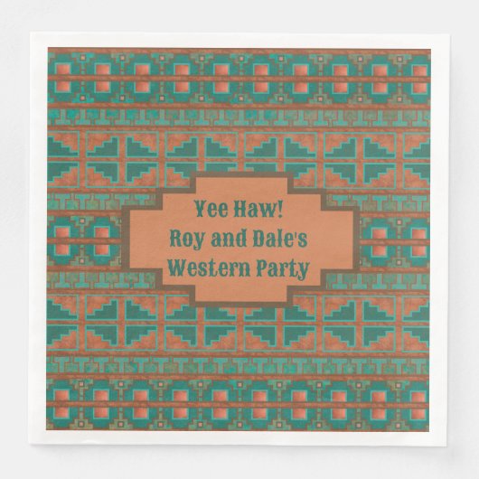 Serviette En Papier Cuivre Turquoise sud-ouest géométrique Personnalis (Devant)