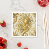 Serviette En Papier Culte d'or - Coussin floral baroque (En situation)