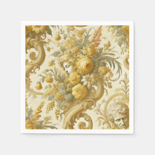 Serviette En Papier Culte d'or - Coussin floral baroque