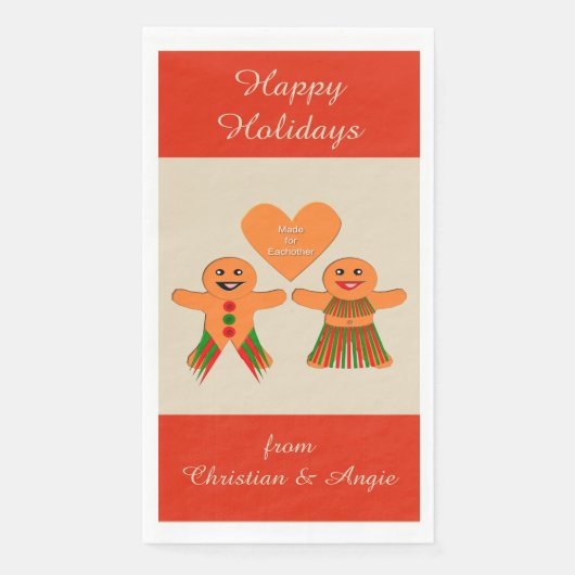 Serviette En Papier Cume Noël Gingerbread Couple Custom (Devant)