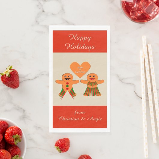 Serviette En Papier Cume Noël Gingerbread Couple Custom (En situation)