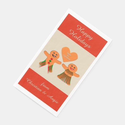Serviette En Papier Cume Noël Gingerbread Couple Custom (Coin)