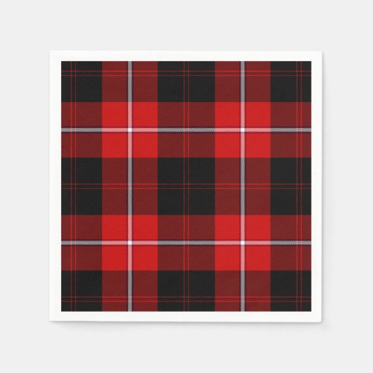 Serviette En Papier Cunningham Tartan rouge noir (Devant)