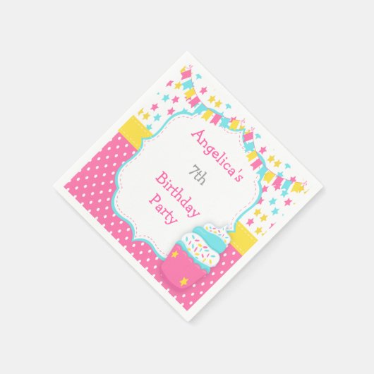Serviette En Papier Cupcake and Sprinkings Birthday Party (Coin)