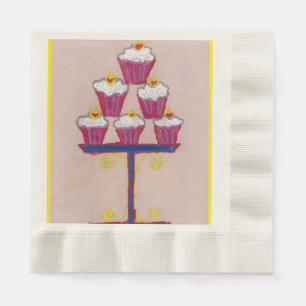 Serviette En Papier Cupcake Art Imprimer avec cerise et Arrière - plan