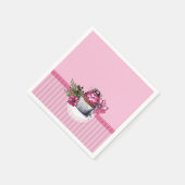 Serviette En Papier Cupcake aux fraises roses avec serviettes aux fleu (Coin)