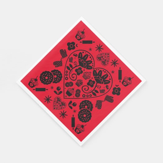 Serviette En Papier Cupcake Baking Folk Art (Coin)