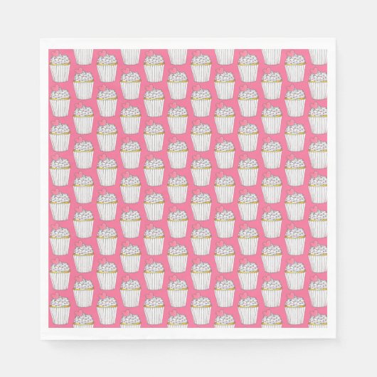 Serviette En Papier Cupcake Coeur Rose Frosted Saupoudrer Dessert Amou (Devant)