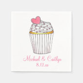 Serviette En Papier Cupcake Coeur rose Mariage personnalisé serviettes (Devant)