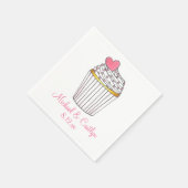 Serviette En Papier Cupcake Coeur rose Mariage personnalisé serviettes (Coin)
