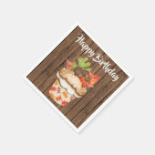 Serviette En Papier Cupcake d'automne sur le bois Chute heureux Annive (Coin)