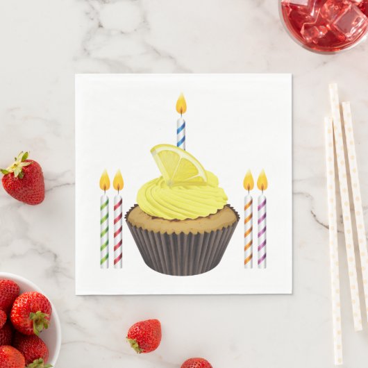 Serviette En Papier Cupcake Et Bougies (En situation)
