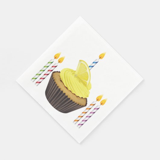 Serviette En Papier Cupcake Et Bougies (Coin)