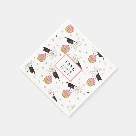 Serviette En Papier Cupcake Graduation Serviettes personnalisées (Coin)