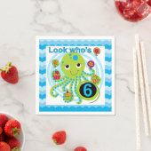 Serviette En Papier Cupcake Octopus 6e Anniversaire Papier Napkins (En situation)
