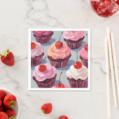Serviette En Papier Cupcakes aux cerises congelées | Fête d'anniversai (En situation)
