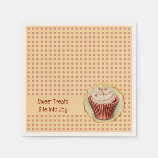 Serviette En Papier CupCakes et points (Devant)