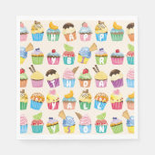 Serviette En Papier Cupcakes Happy Birthday Ajouter Votre Nom Goodies (Devant)