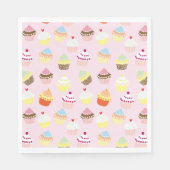 SERVIETTE EN PAPIER CUPCAKES MOTIF ROSE NAPKIN (Devant)
