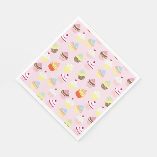 SERVIETTE EN PAPIER CUPCAKES MOTIF ROSE NAPKIN (Coin)