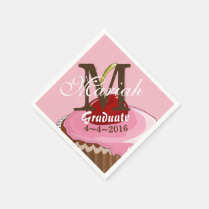 Serviette En Papier Cupcaon rose glacé cerise serviettes