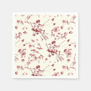 Serviette En Papier Cupid Angel Cupid Ivoire Rouge Floral Toile