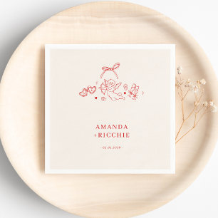 Serviette En Papier Cupid Cherub Vintage Dessin à la Main Mariage Fian