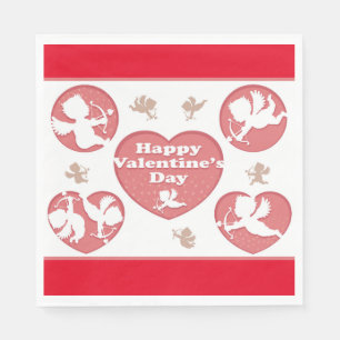 Serviette En Papier Cupidons Rose de la Saint-Valentin