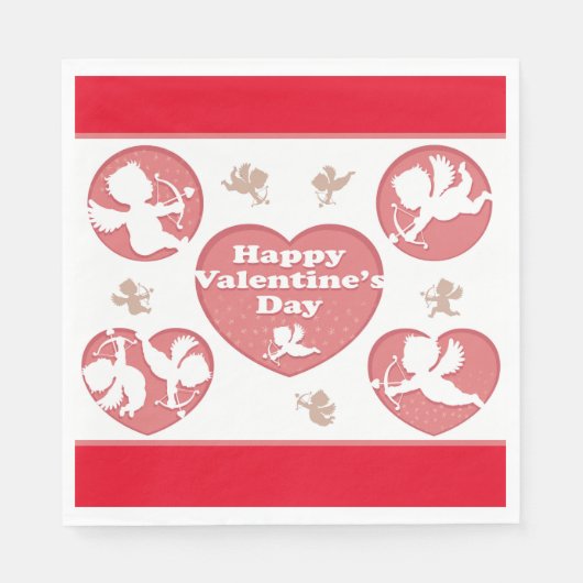 Serviette En Papier Cupidons Rose de la Saint-Valentin (Devant)