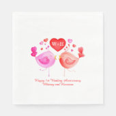 Serviette En Papier Cur Inséparable rouge rose 1er Anniversaire servie (Devant)