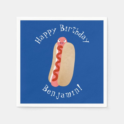 Serviette En Papier Curieux hot dog Weiner dessin animé (Devant)