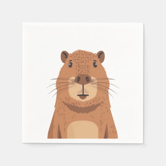 Serviette En Papier Curieux portrait Capybara (Devant)