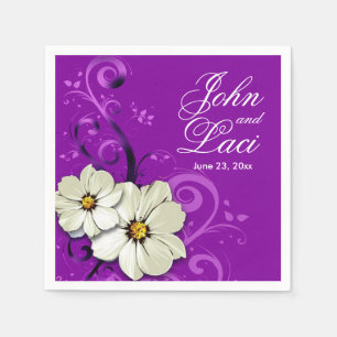 Serviette En Papier Curlicos Floraux Modernes pourpre