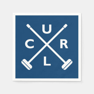 Serviette En Papier Curling Croisé Balais Papier Napkin - Bleu