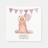 Serviette En Papier Curte Yorkshire Terrier Anniversaire (Devant)
