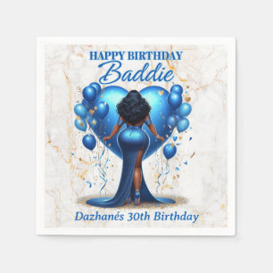 Serviette En Papier Curvy African American Woman Blue Glam Anniversair