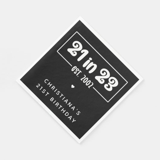 Serviette En Papier Custom 21st Birthday Cadeau 21 en 23 Est 2002 (Coin)