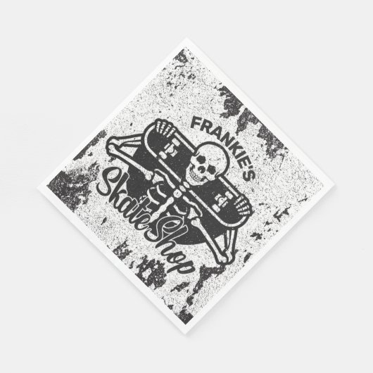 Serviette En Papier Custom ADD NAME Skull Skate Shop (Coin)