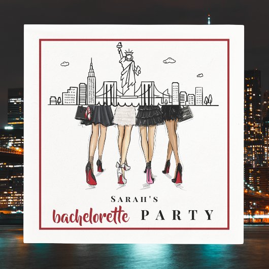 Serviette En Papier Custom Bachelorette New York City Skyline Fashion