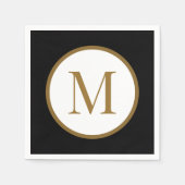 Serviette En Papier Custom Black & Gold Center Seal Monogram (Devant)