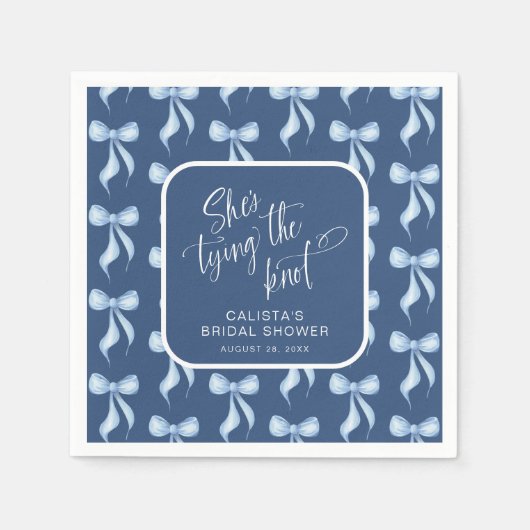 Serviette En Papier Custom Blue She's Tying the Knot Bridal Shower (Devant)