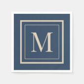 Serviette En Papier Custom Blue & Vanilla Framed Monogram (Devant)
