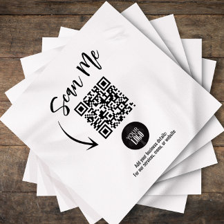 Serviette En Papier Custom Business QR Code Scan Me Cocktail