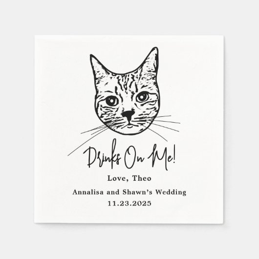 Serviette En Papier Custom Cat Cocktail Napkins Wedding (Devant)